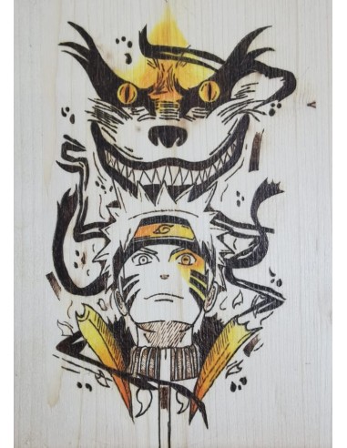 Legno Pirografato - Naruto: Shippuden - NARUTO e KURAMA